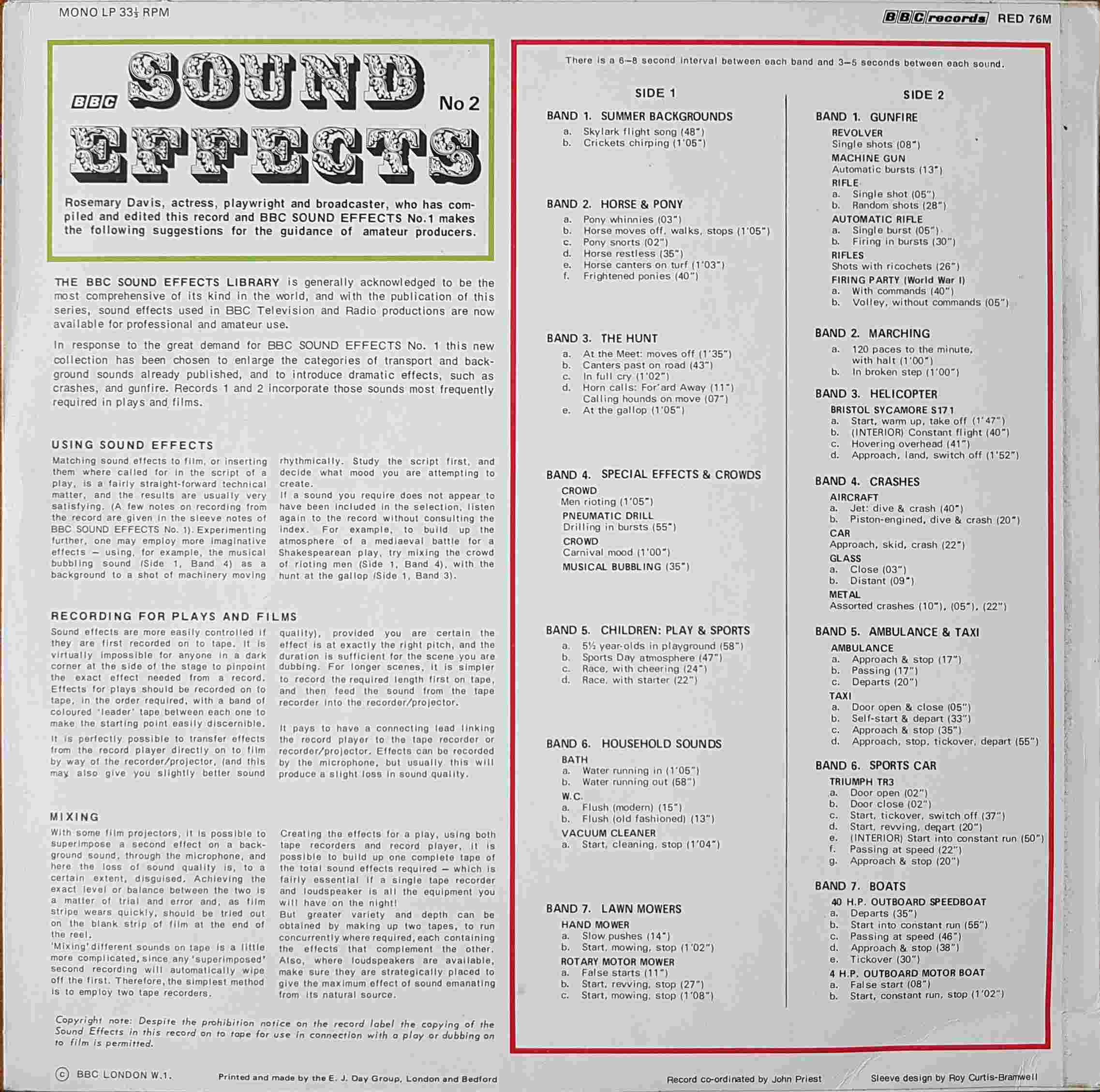 Picture of RED 76 Sound effects no. 2 by artist Various from the BBC records and Tapes library
